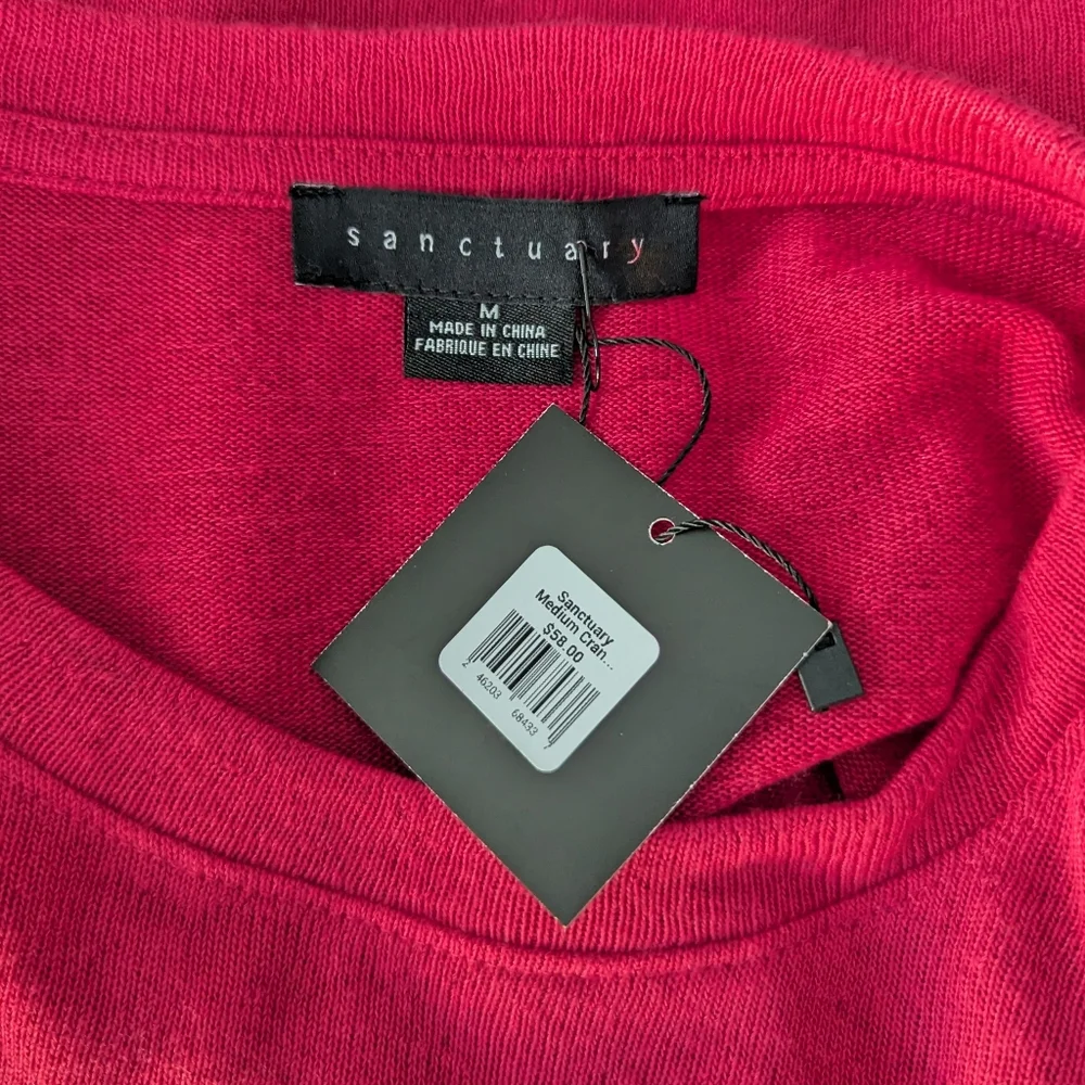 NEW Sanctuary Women's Medium Knotted Side Thin Knit Top Sweater Pink - Picture 5 of 9